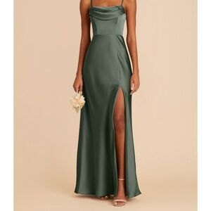 Eucalyptus matte silk bridesmaid dress-Mia
